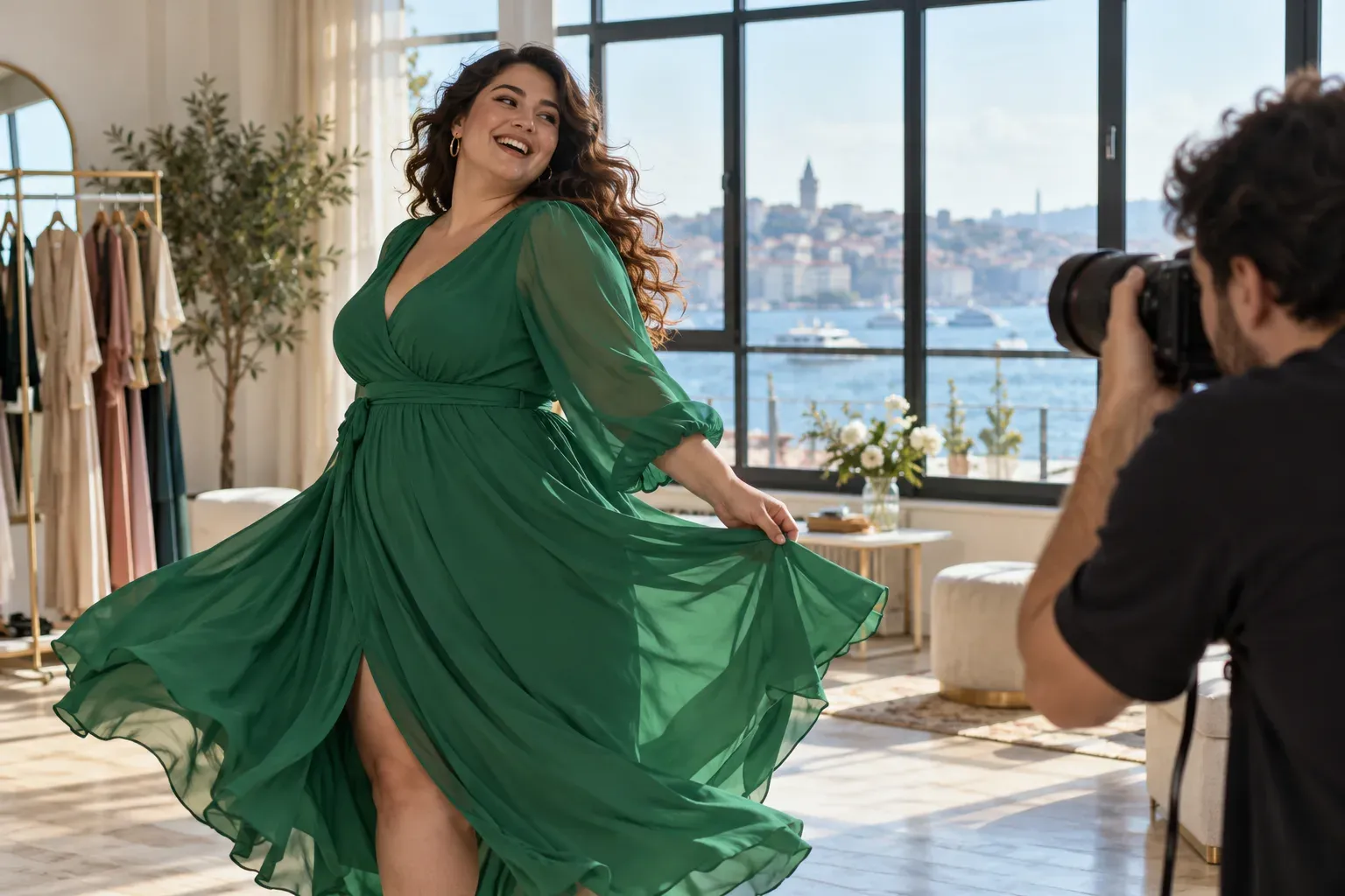 Büyük beden giyim kataloğu için model