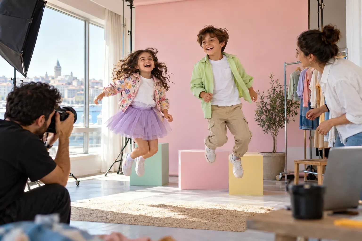 Çocuk giyim kataloğu için 3–12 yaş çocuk model