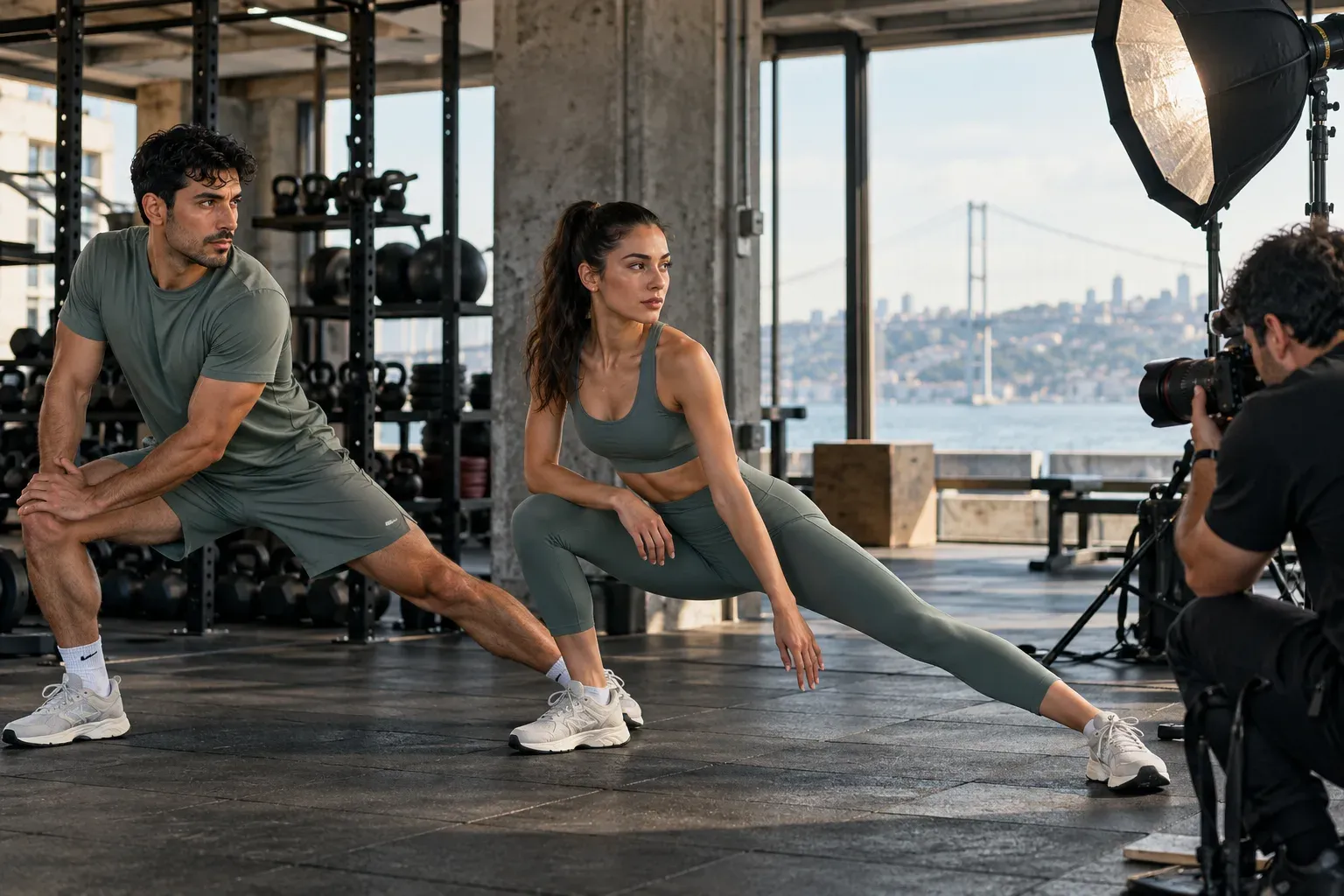 Spor giyim kataloğu için atletik model