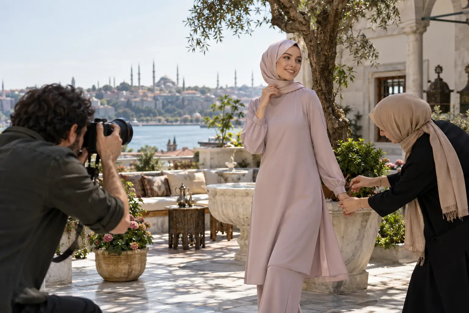 Tesettür giyim kataloğu için kadın model