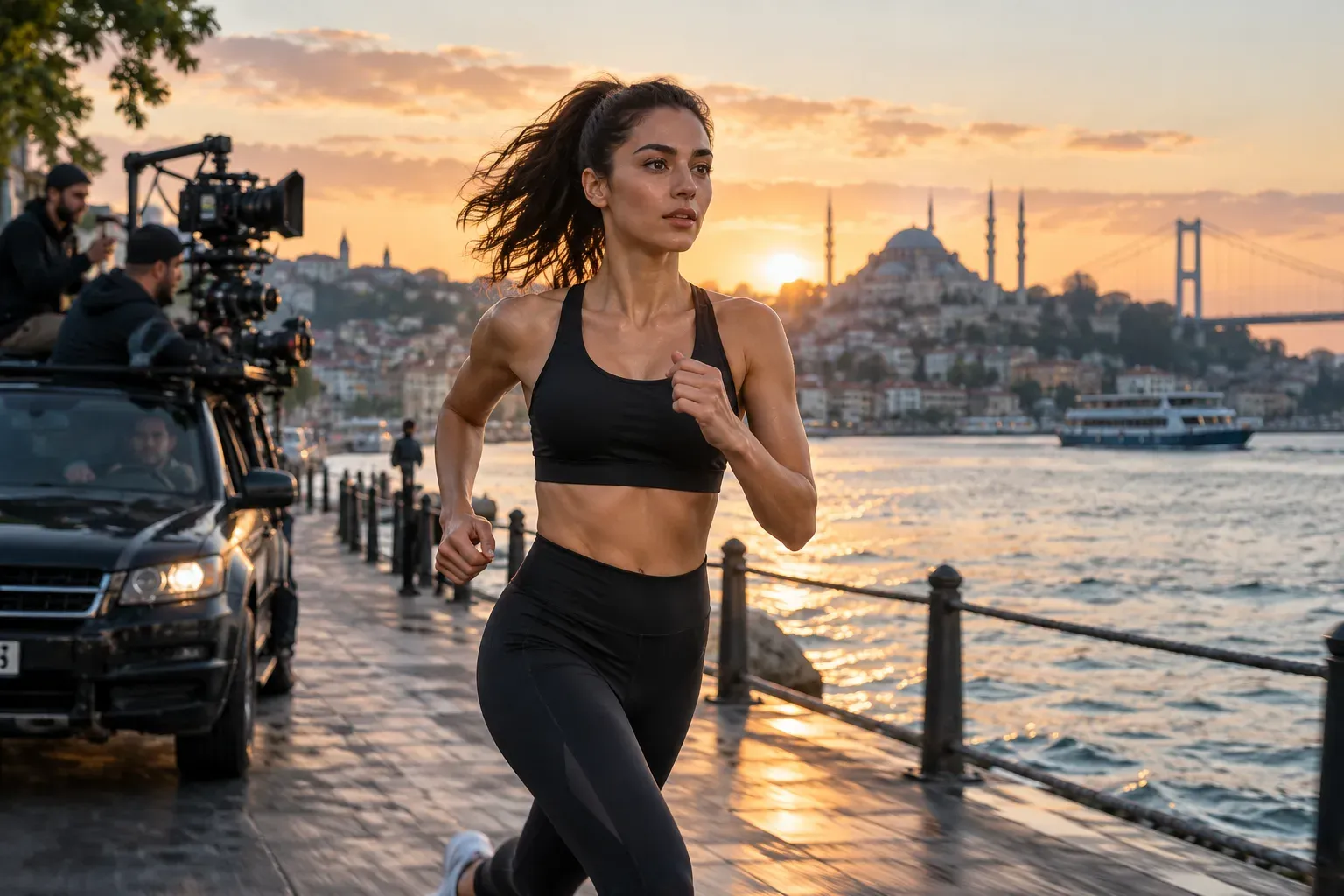 Spor giyim reklamı için sporcu ve aktif gençler